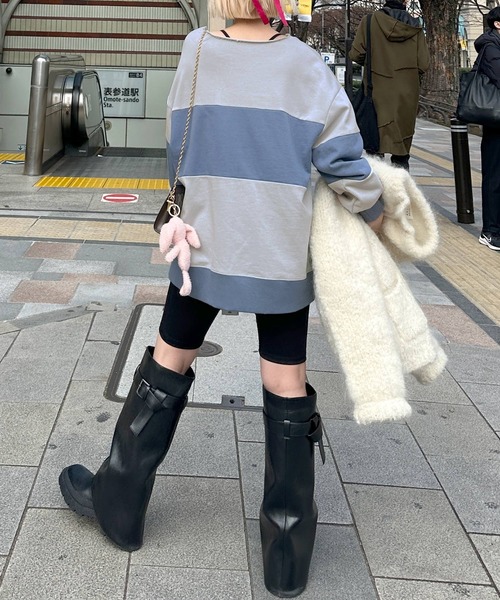 Alley by w closet（アリーバイダブルクローゼット）の「【Alley】配色切替プルオーバー（スウェット・レディース・ピンク/ブルー・FREE）」の17枚目の写真