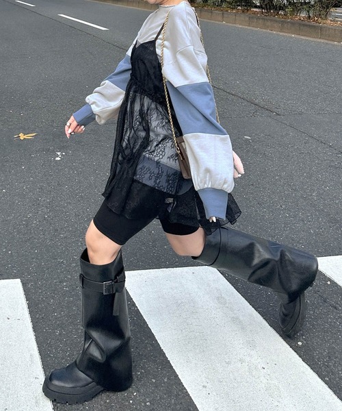 Alley by w closet（アリーバイダブルクローゼット）の「【Alley】配色切替プルオーバー（スウェット・レディース・ピンク/ブルー・FREE）」の20枚目の写真