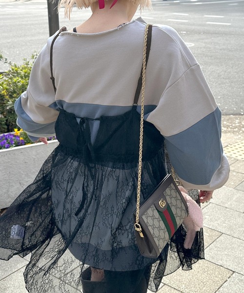 Alley by w closet（アリーバイダブルクローゼット）の「【Alley】配色切替プルオーバー（スウェット・レディース・ピンク/ブルー・FREE）」の22枚目の写真