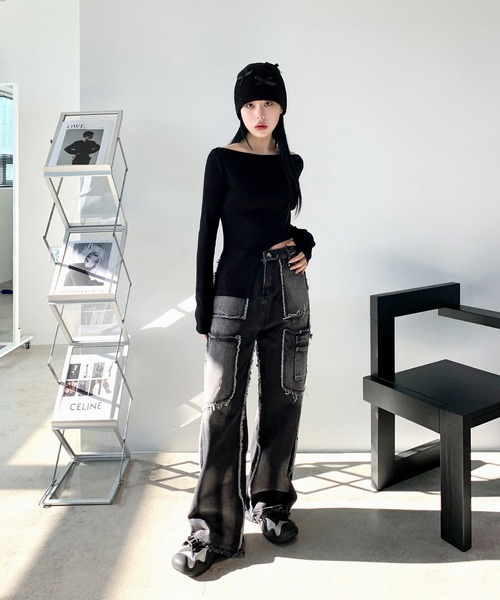 FOLLOWIN（フォロウィン）の「[FLW MADE] [MD PICK] オフショルダーカットアウトリブTシャツ（Tシャツ/カットソー・レディース・バーガンディー/ブラウン/ベージュ/アイボリー/ブラック/チャコールグレー・FREE）」の19枚目の写真