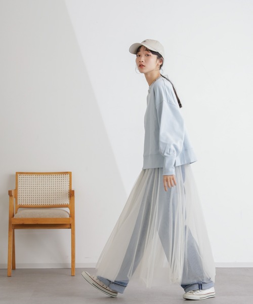 NANO universe（ナノユニバース）の「2wayレイヤードチュールスカート（スカート・レディース・ブラック/アイボリー/キャメル・FREE）」の15枚目の写真