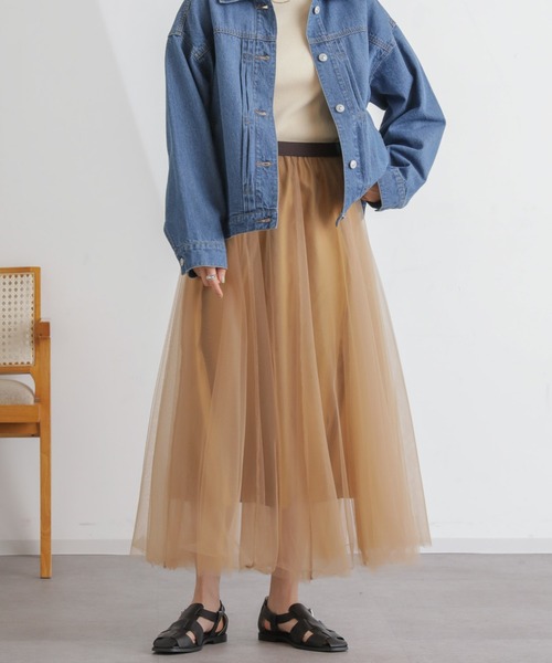 NANO universe（ナノユニバース）の「2wayレイヤードチュールスカート（スカート・レディース・ブラック/アイボリー/キャメル・FREE）」の18枚目の写真