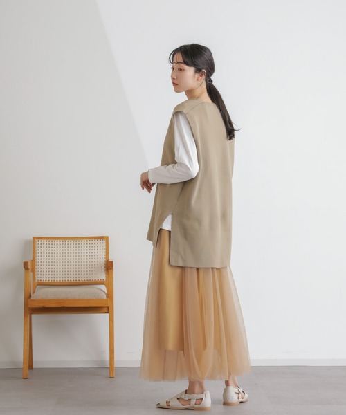 NANO universe（ナノユニバース）の「2wayレイヤードチュールスカート（スカート・レディース・ブラック/アイボリー/キャメル・FREE）」の16枚目の写真