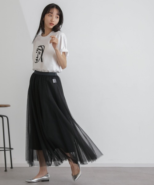 NANO universe（ナノユニバース）の「2wayレイヤードチュールスカート（スカート・レディース・ブラック/アイボリー/キャメル・FREE）」の14枚目の写真