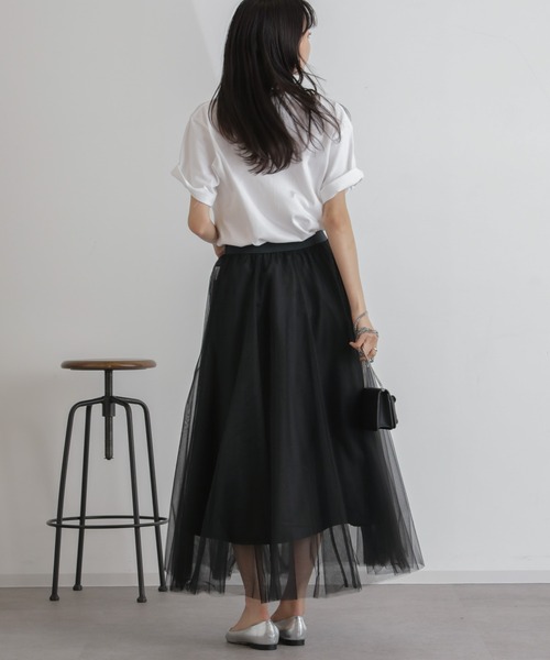 NANO universe（ナノユニバース）の「2wayレイヤードチュールスカート（スカート・レディース・ブラック/アイボリー/キャメル・FREE）」の17枚目の写真