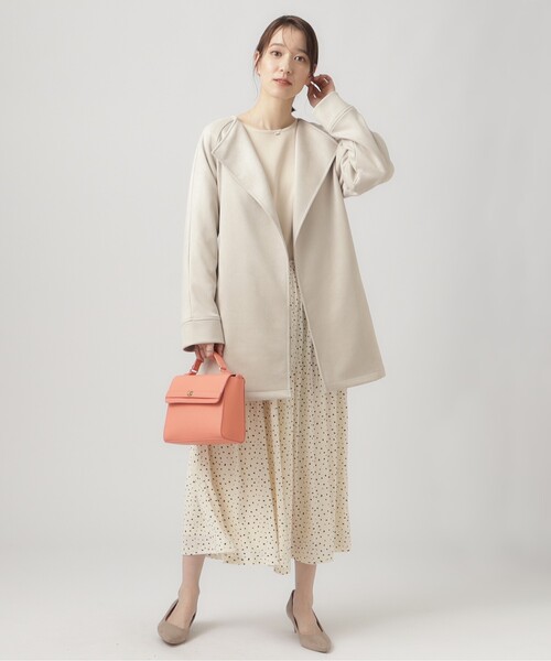 DRESKIP（ドレスキップ）の「◆【さらっと羽織れてきれい見え】デイリーに活躍する スエードポンチ着流しハーフコート（ノーカラーコート・レディース・ベージュ/ブルー/アイボリー・02/03/04）」の19枚目の写真