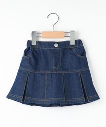 ◆【110-140cm】インパン付きプリーツデニムスカート