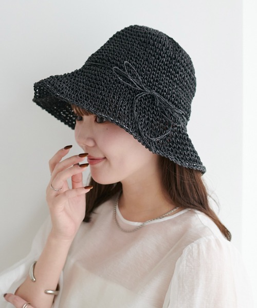 DISCOAT（ディスコート）の「シンプルペーパーハット（ハット・レディース・ライトベージュ/ブラック/ベージュ/グレイッシュベージュ・FREE）」の2枚目の写真