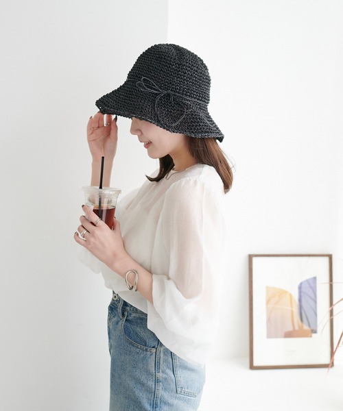 DISCOAT（ディスコート）の「シンプルペーパーハット（ハット・レディース・ライトベージュ/ブラック/ベージュ/グレイッシュベージュ・FREE）」の19枚目の写真