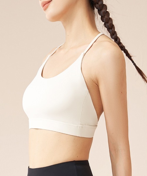 d.i.a. ブラック ブラトップ Sサイズ セール】LYCRA素材バッククロスカップ付ブラトップ（スポーツブラ