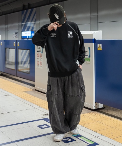 kutir（クティール）の「配色ゲームロゴスウェットプルオーバー（スウェット・メンズ・ブラック/杢グレー・LARGE/MEDIUM）」の11枚目の写真