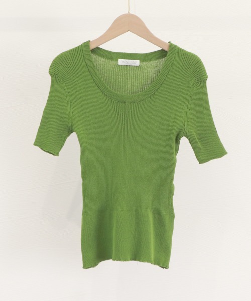 Miniministore(ミニミニストア)の「半袖 サマーニット レディースニットソー(Tシャツ/カットソー・レディース・ベージュ/グリーン/ピンク/ホワイト/ライトベージュ/ブラック・FREE)」の15枚目の写真