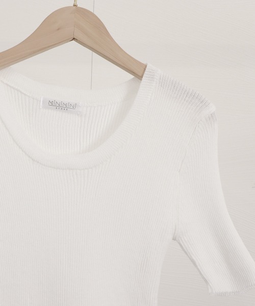 Miniministore(ミニミニストア)の「半袖 サマーニット レディースニットソー(Tシャツ/カットソー・レディース・ベージュ/グリーン/ピンク/ホワイト/ライトベージュ/ブラック・FREE)」の22枚目の写真