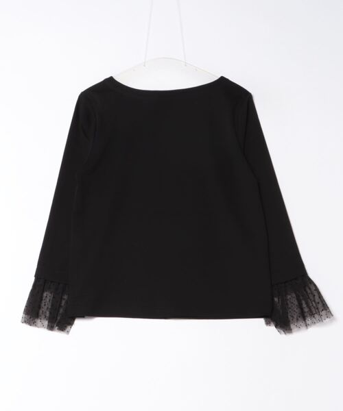 PICCIN PERLA(ピッチンペルラ)の「袖口チュール付きボートネックコットンロングTシャツ(Tシャツ/カットソー・レディース・ブラック/オフホワイト・M)」の7枚目の写真