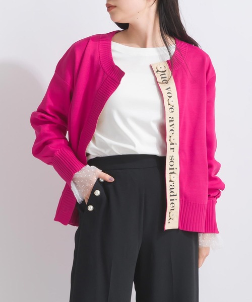 PICCIN PERLA(ピッチンペルラ)の「袖口チュール付きボートネックコットンロングTシャツ(Tシャツ/カットソー・レディース・ブラック/オフホワイト・M)」の12枚目の写真