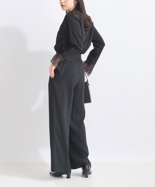 PICCIN PERLA(ピッチンペルラ)の「袖口チュール付きボートネックコットンロングTシャツ(Tシャツ/カットソー・レディース・ブラック/オフホワイト・M)」の22枚目の写真