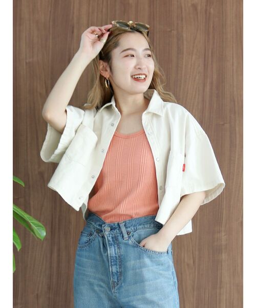 Ungrid（アングリッド）の「デニムハーフスリーブショートシャツ（シャツ/ブラウス・レディース・ブルー/アイボリー・FREE）」の14枚目の写真