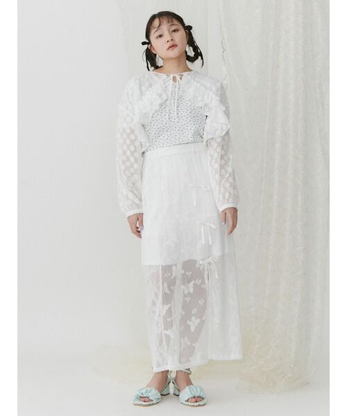 merry jenny（メリージェニー）の「fluffy flowerボレロ（シャツ/ブラウス・レディース・オフホワイト/ブラック/ピンク・FREE）」の15枚目の写真