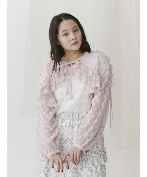 merry jenny（メリージェニー）の「fluffy flowerボレロ（シャツ/ブラウス・レディース・オフホワイト/ブラック/ピンク・FREE）」の17枚目の写真