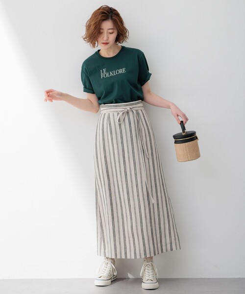 23区(ニジュウサンク)の「FOLKLORE ロゴTシャツ(Tシャツ/カットソー・レディース・ホワイト系/グレー系/ダークグリーン系/ベージュ系・48/46/44)」の15枚目の写真