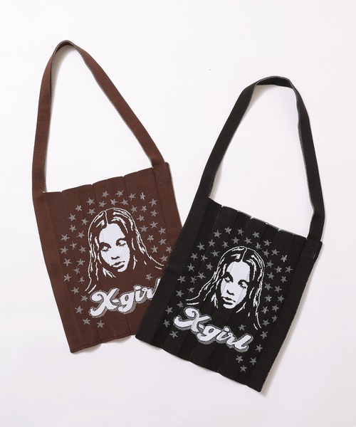 X-girl(エックスガール)の「X-girl x KNT365 FACE Knitty(ショルダーバッグ・レディース・ブラック/ブラウン・ONE SIZE)」の9枚目の写真