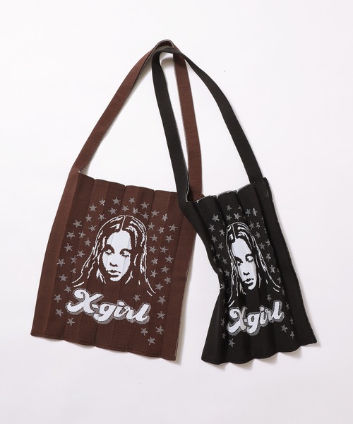 X-girl(エックスガール)の「X-girl x KNT365 FACE Knitty(ショルダーバッグ・レディース・ブラック/ブラウン・ONE SIZE)」の10枚目の写真