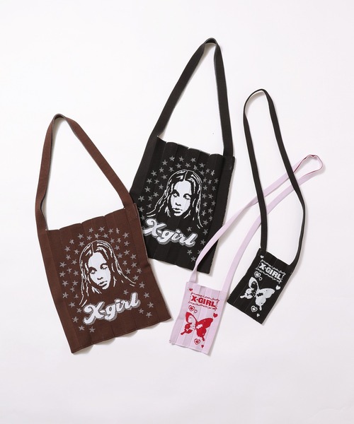 X-girl(エックスガール)の「X-girl x KNT365 FACE Knitty(ショルダーバッグ・レディース・ブラック/ブラウン・ONE SIZE)」の14枚目の写真