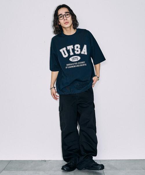 WEGO（ウィゴー）の「WEGO/カレッジロゴBIGT（Tシャツ/カットソー・メンズ・ライトグレー/ネイビー・MEDIUM/LARGE）」の7枚目の写真