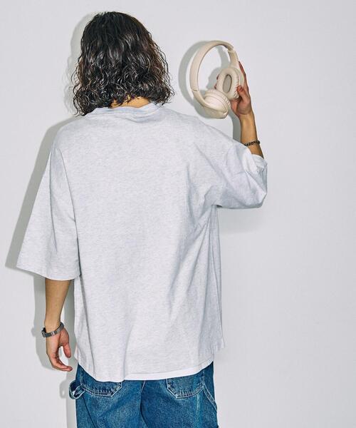 WEGO（ウィゴー）の「WEGO/カレッジロゴBIGT（Tシャツ/カットソー・メンズ・ライトグレー/ネイビー・MEDIUM/LARGE）」の14枚目の写真