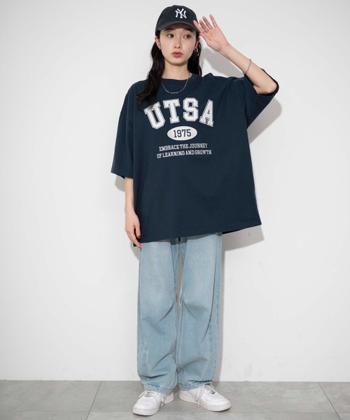 WEGO（ウィゴー）の「WEGO/カレッジロゴBIGT（Tシャツ/カットソー・メンズ・ライトグレー/ネイビー・MEDIUM/LARGE）」の4枚目の写真