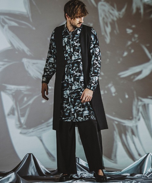 NO ID.(ノーアイディ)の「ms5621- レイヤードBIGロングSH シャツ(シャツ/ブラウス・メンズ・ホワイト/ブラック/マルチ・ONE SIZE)」の10枚目の写真