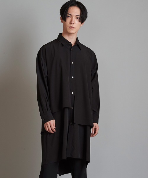 NO ID.(ノーアイディ)の「ms5621- レイヤードBIGロングSH シャツ(シャツ/ブラウス・メンズ・ホワイト/ブラック/マルチ・ONE SIZE)」の16枚目の写真