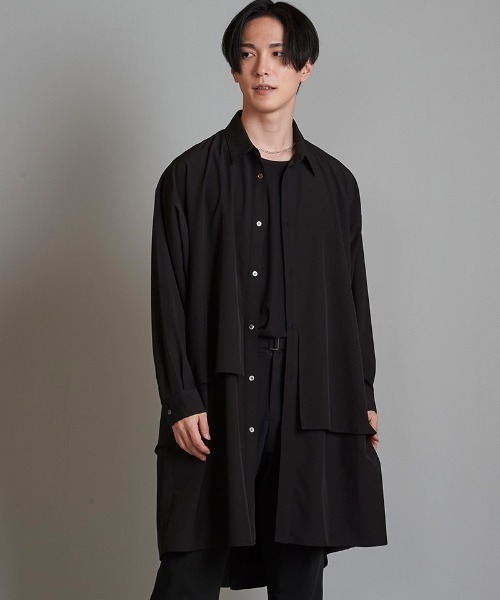 NO ID.(ノーアイディ)の「ms5621- レイヤードBIGロングSH シャツ(シャツ/ブラウス・メンズ・ホワイト/ブラック/マルチ・ONE SIZE)」の17枚目の写真