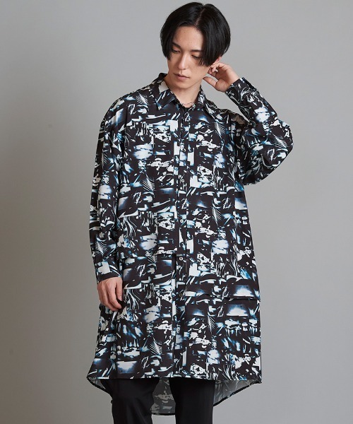 NO ID.(ノーアイディ)の「ms5621- レイヤードBIGロングSH シャツ(シャツ/ブラウス・メンズ・ホワイト/ブラック/マルチ・ONE SIZE)」の20枚目の写真