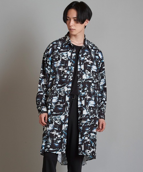 NO ID.(ノーアイディ)の「ms5621- レイヤードBIGロングSH シャツ(シャツ/ブラウス・メンズ・ホワイト/ブラック/マルチ・ONE SIZE)」の21枚目の写真