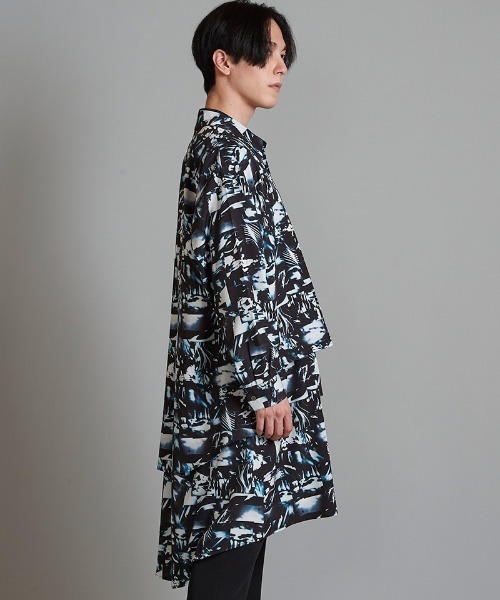 NO ID.(ノーアイディ)の「ms5621- レイヤードBIGロングSH シャツ(シャツ/ブラウス・メンズ・ホワイト/ブラック/マルチ・ONE SIZE)」の22枚目の写真
