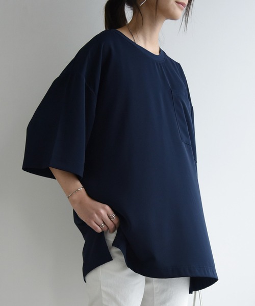 and it_(アンドイット)の「防汚加工ユニセックス半袖プルオーバー(Tシャツ/カットソー・レディース・ベージュ/ネイビー/オフホワイト/グレー・M/L/LL)」の10枚目の写真