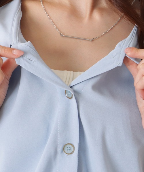 Lace Ladies(レースレディース)の「刺繍カラー 前開き 半袖 フレンチ ブラウス(シャツ/ブラウス・レディース・ホワイト/ブルーグレー・S/M/XL)」の18枚目の写真