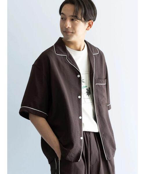 CRAFT STANDARD BOUTIQUE(クラフトスタンダードブティック)の「レーヨントロミハーフスリーブシャツ(シャツ/ブラウス・メンズ・ブラウン/ネイビー/アイボリー・M/L/XL)」の5枚目の写真