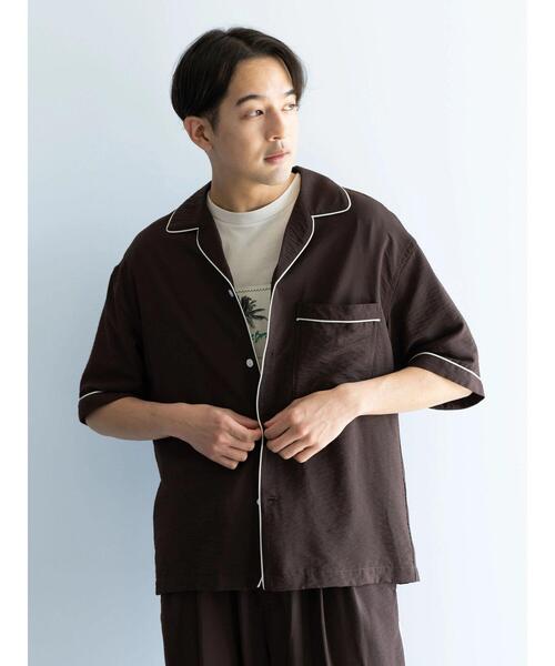 CRAFT STANDARD BOUTIQUE(クラフトスタンダードブティック)の「レーヨントロミハーフスリーブシャツ(シャツ/ブラウス・メンズ・ブラウン/ネイビー/アイボリー・M/L/XL)」の7枚目の写真