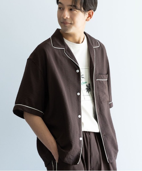 CRAFT STANDARD BOUTIQUE(クラフトスタンダードブティック)の「レーヨントロミハーフスリーブシャツ(シャツ/ブラウス・メンズ・ブラウン/ネイビー/アイボリー・M/L/XL)」の3枚目の写真