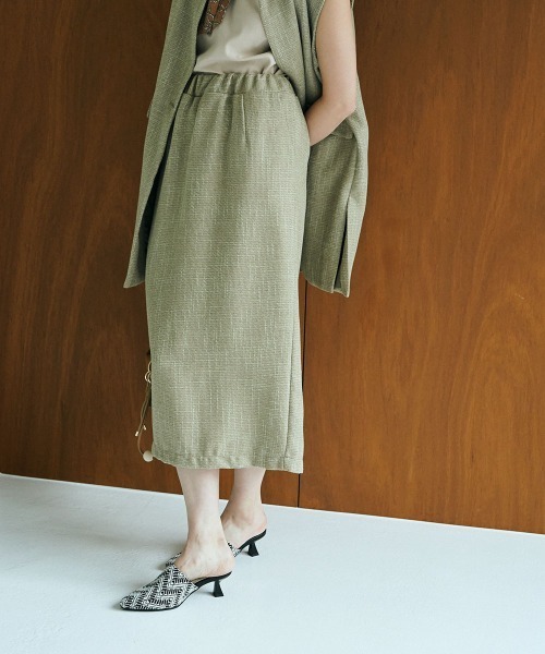 marjour（マージュール）の「KASURI TWEED NARROW SKIRT（スカート・レディース・ブラック/グリーン系・M）」の3枚目の写真