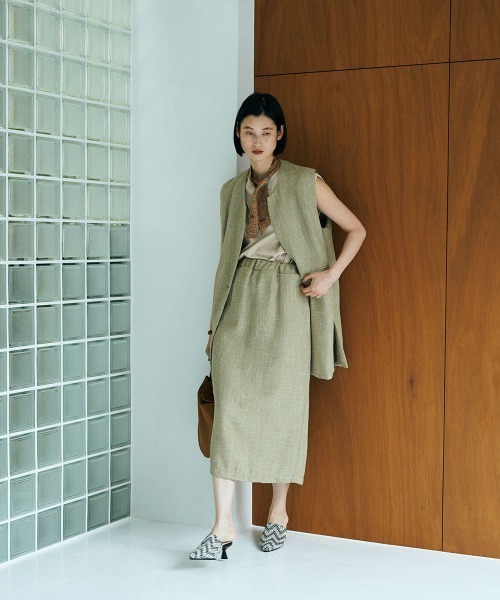 marjour（マージュール）の「KASURI TWEED NARROW SKIRT（スカート・レディース・ブラック/グリーン系・M）」の6枚目の写真