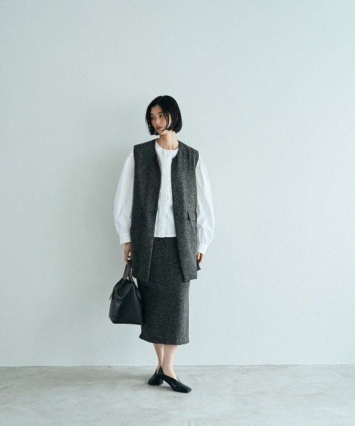 marjour（マージュール）の「KASURI TWEED NARROW SKIRT（スカート・レディース・ブラック/グリーン系・M）」の11枚目の写真