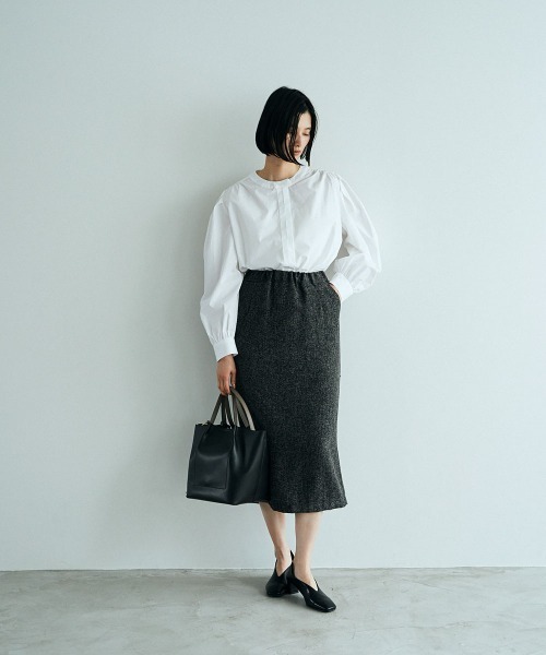 marjour（マージュール）の「KASURI TWEED NARROW SKIRT（スカート・レディース・ブラック/グリーン系・M）」の13枚目の写真