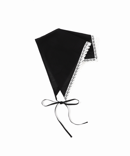 IENA LA BOUCLE（イエナラブークル）の「《追加》IENA LA BOUCLE コットンボイルレースバブーシュカ2（バンダナ/スカーフ・レディース・ブラック・FREE）」の3枚目の写真