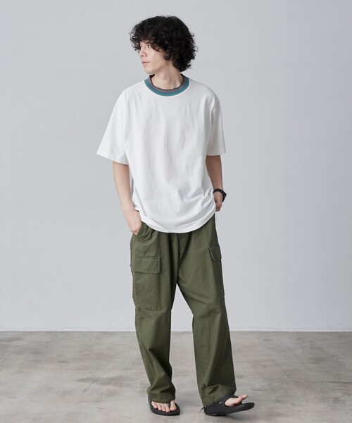 coen（コーエン）の「カラーリブニットネックTシャツ（Tシャツ/カットソー・メンズ・グレー/ブラック/ホワイト・XL/L/M/S）」の22枚目の写真