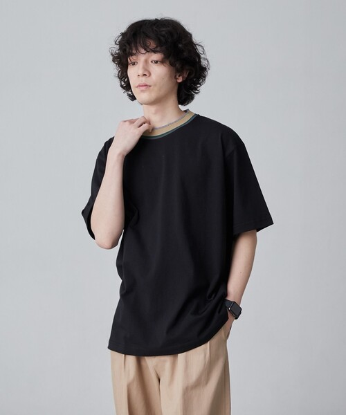 coen（コーエン）の「カラーリブニットネックTシャツ（Tシャツ/カットソー・メンズ・グレー/ブラック/ホワイト・XL/L/M/S）」の20枚目の写真