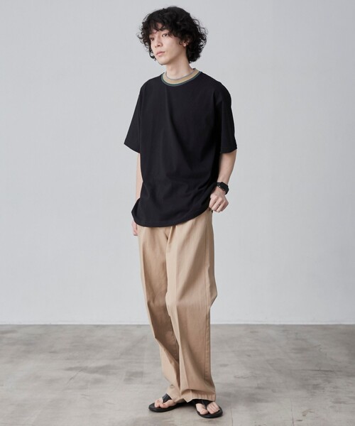 coen（コーエン）の「カラーリブニットネックTシャツ（Tシャツ/カットソー・メンズ・グレー/ブラック/ホワイト・XL/L/M/S）」の16枚目の写真