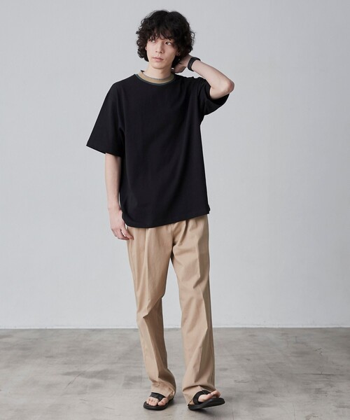 coen（コーエン）の「カラーリブニットネックTシャツ（Tシャツ/カットソー・メンズ・グレー/ブラック/ホワイト・XL/L/M/S）」の18枚目の写真